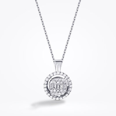 0.26 Karat Pırlanta Baget Kolye - 1