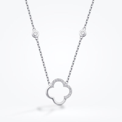 0.26 Karat Pırlanta Yonca Kolye - 2