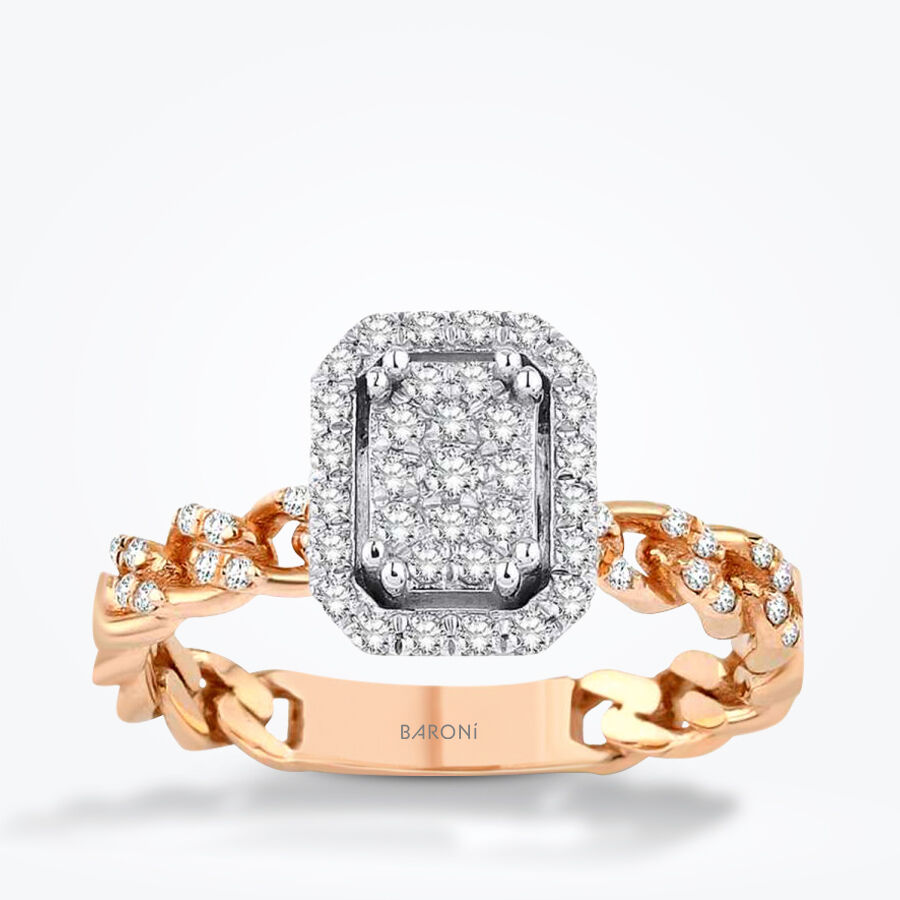 0.26 Karat Pırlanta Zincir Rose Yüzük - Baroni Diamond