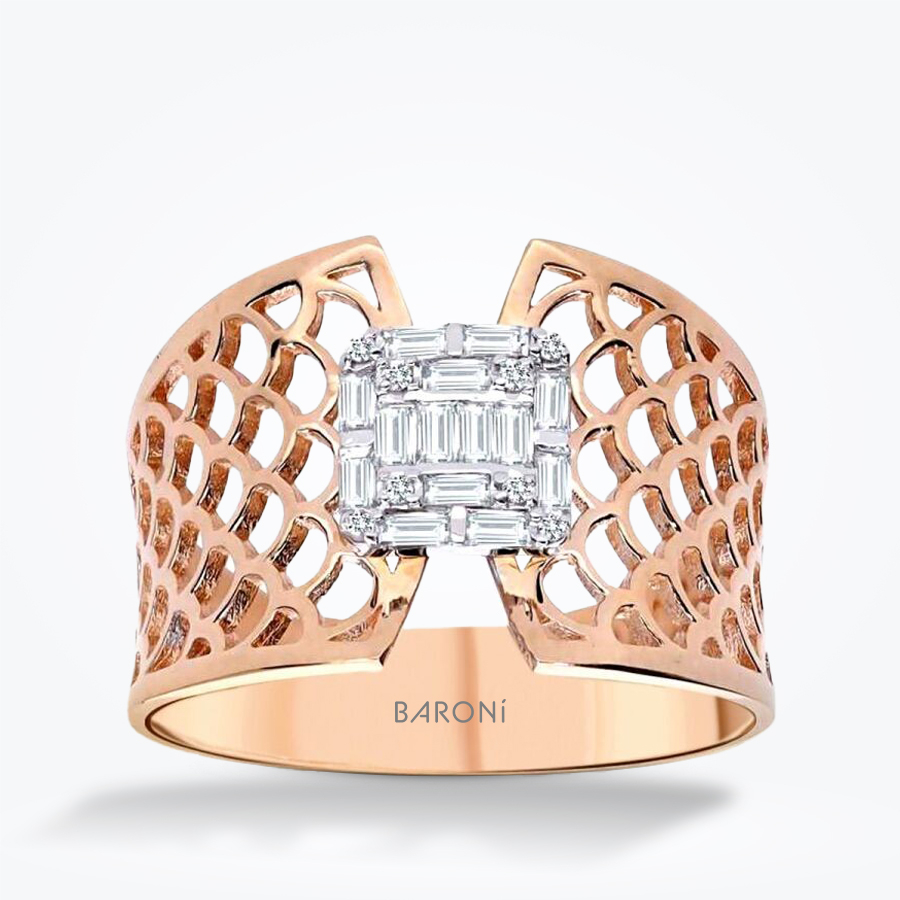 0.27 Karat Pırlanta Baget Rose Yüzük - Baroni Diamond