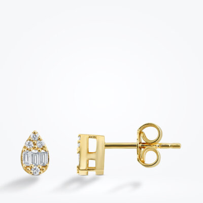 0.28 Karat Pırlanta Baget Damla Set - 3