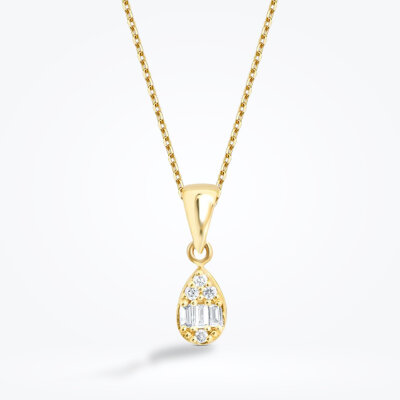 0.28 Karat Pırlanta Baget Damla Set - 2