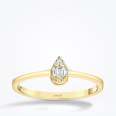 0.28 Karat Pırlanta Baget Damla Set - 4