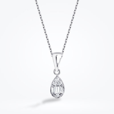 0.28 Karat Pırlanta Baget Damla Set - 2
