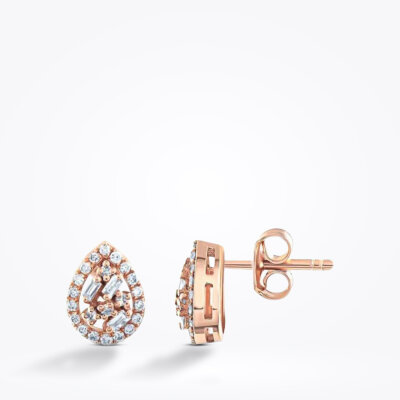 0.28 Karat Pırlanta Baget Küpe - 1