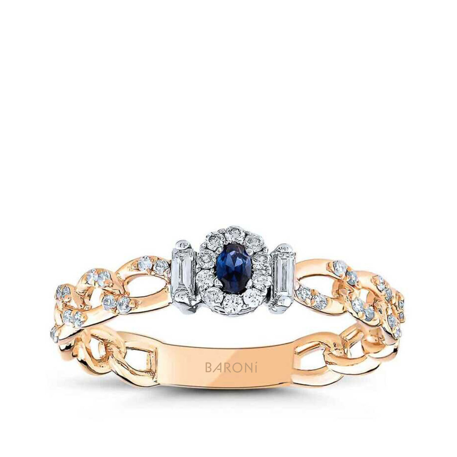 0.28 Karat Pırlanta Baget Safir Yüzük