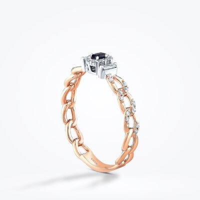 0.28 Karat Pırlanta Baget Safir Yüzük - Baroni Diamond (1)