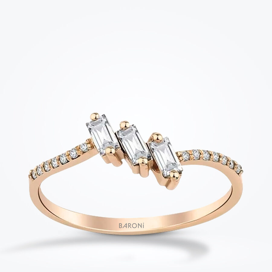 0.28 Karat Pırlanta Baget Rose Yüzük