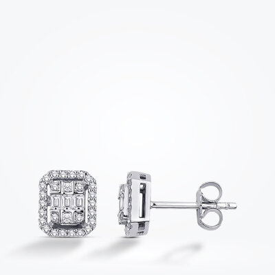 0.29 Karat Pırlanta Baget Küpe 