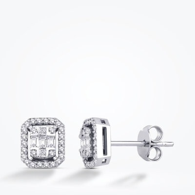 0.29 Karat Pırlanta Baget Küpe - 1