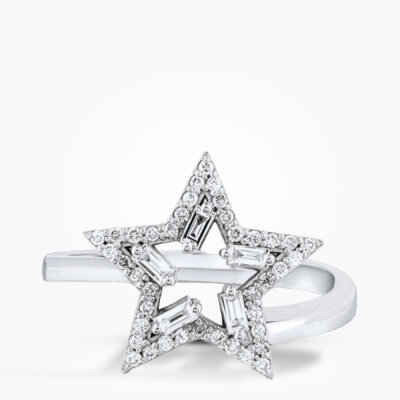 0.29 Karat Pırlanta Baget Yıldız Yüzük 