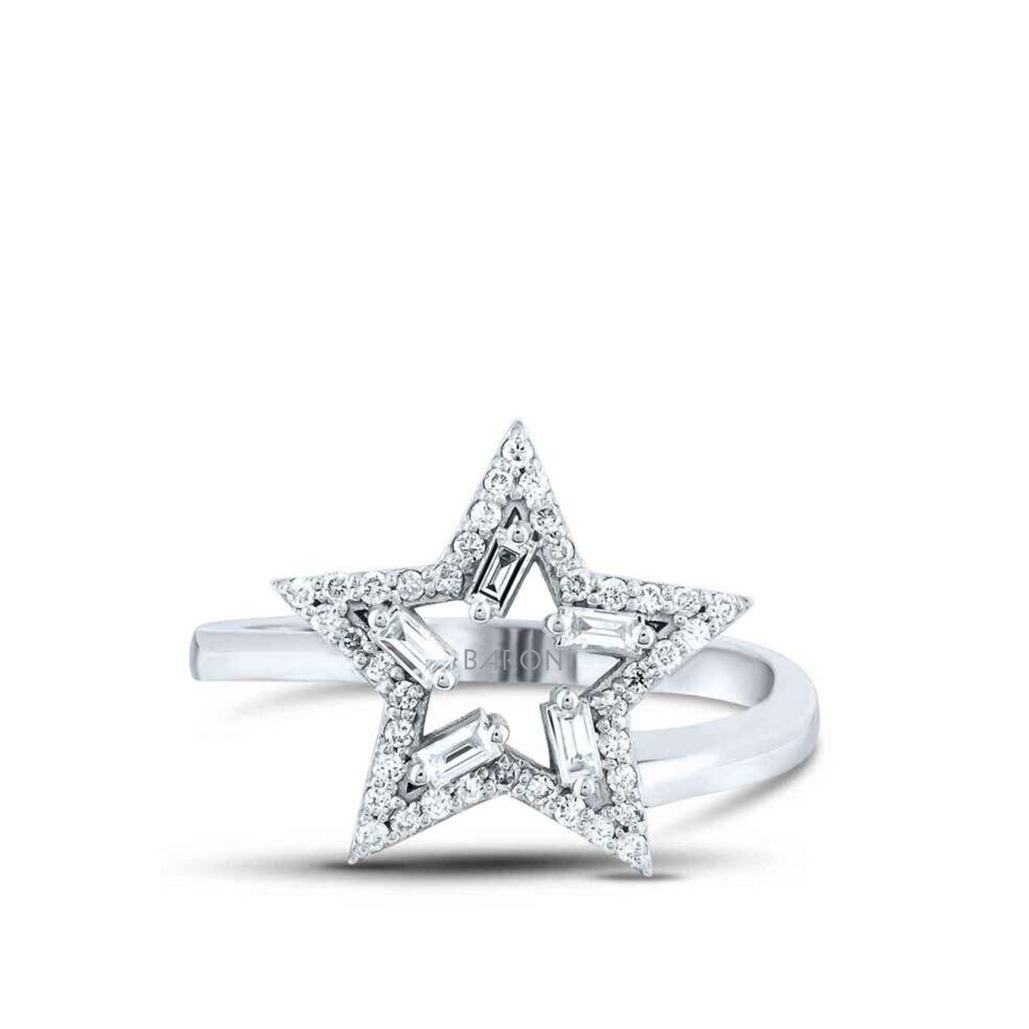 0.29 Karat Pırlanta Baget Yıldız Yüzük - Baroni Diamond