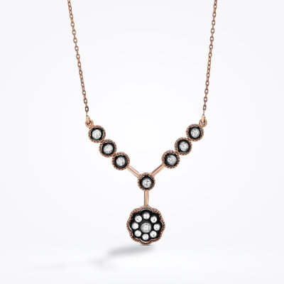 0.29 Karat Pırlanta Elmas Gül Kolye - 1