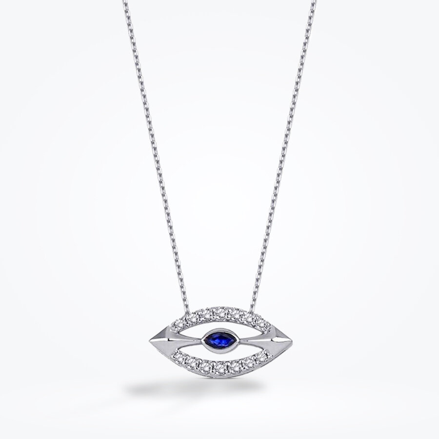 0.29 Karat Pırlanta Safir Kolye