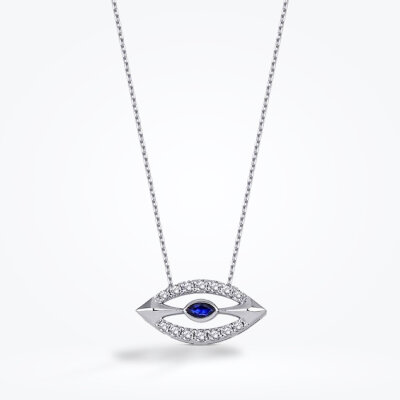 0.29 Karat Pırlanta Safir Kolye - 1