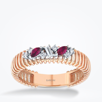 0.29 Karat Pırlanta Yakut Yüzük - 1