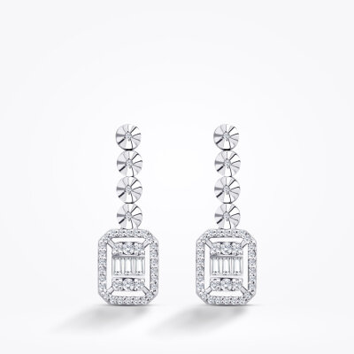 0.30 Karat Pırlanta Baget Küpe - 2