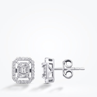 0.30 Karat Pırlanta Baget Küpe - 1