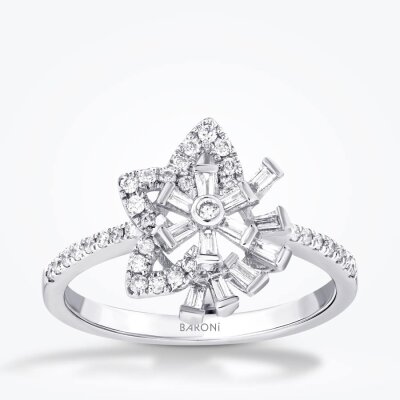 0.30 Karat Pırlanta Baget Yıldız Yüzük - Baroni Diamond