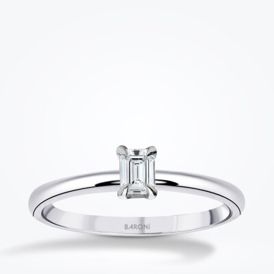 0.30 Karat Pırlanta Emerald Tektaş Yüzük - 1