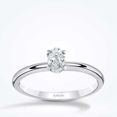 0.30 Karat Pırlanta Oval Tektaş Yüzük - 1