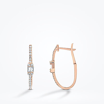 0.30 Karat Pırlanta Rose Halka Küpe - 1