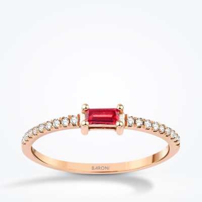 0.30 Karat Pırlanta Yakut Yüzük - 1