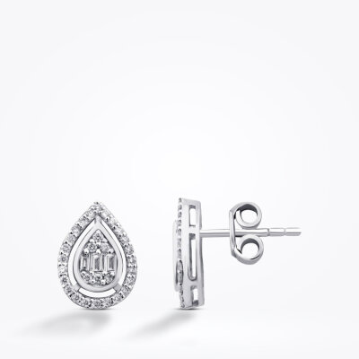 0.31 Karat Pırlanta Baget Küpe - 1