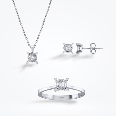0.31 Karat Pırlanta Baget Tektaş Mini Set 
