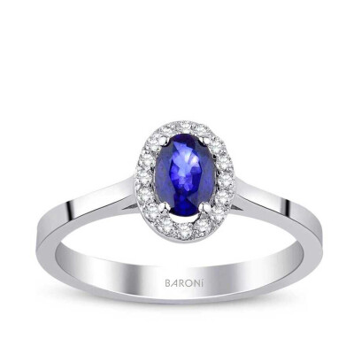 0.31 Karat Pırlanta Safir Yüzük - 1