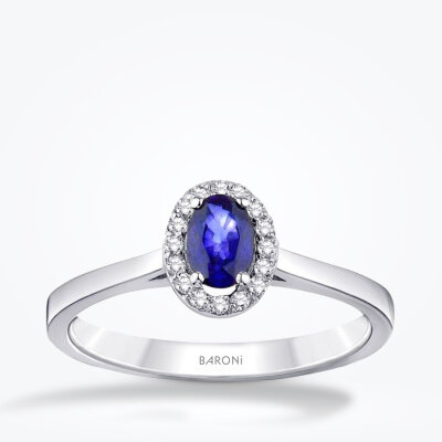 0.31 Karat Pırlanta Safir Yüzük 