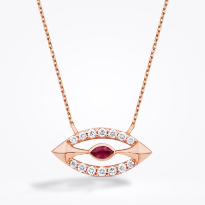 0.31 Karat Pırlanta Yakut Kolye - 1