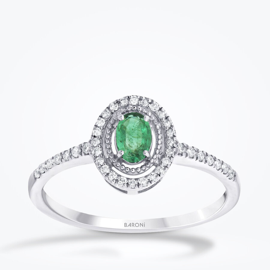 0.31 Karat Pırlanta Zümrüt Yüzük - Baroni Diamond