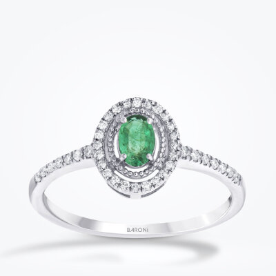 0.31 Karat Pırlanta Zümrüt Yüzük - 1