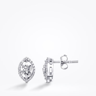 0.32 Karat Pırlanta Baget Küpe - 1