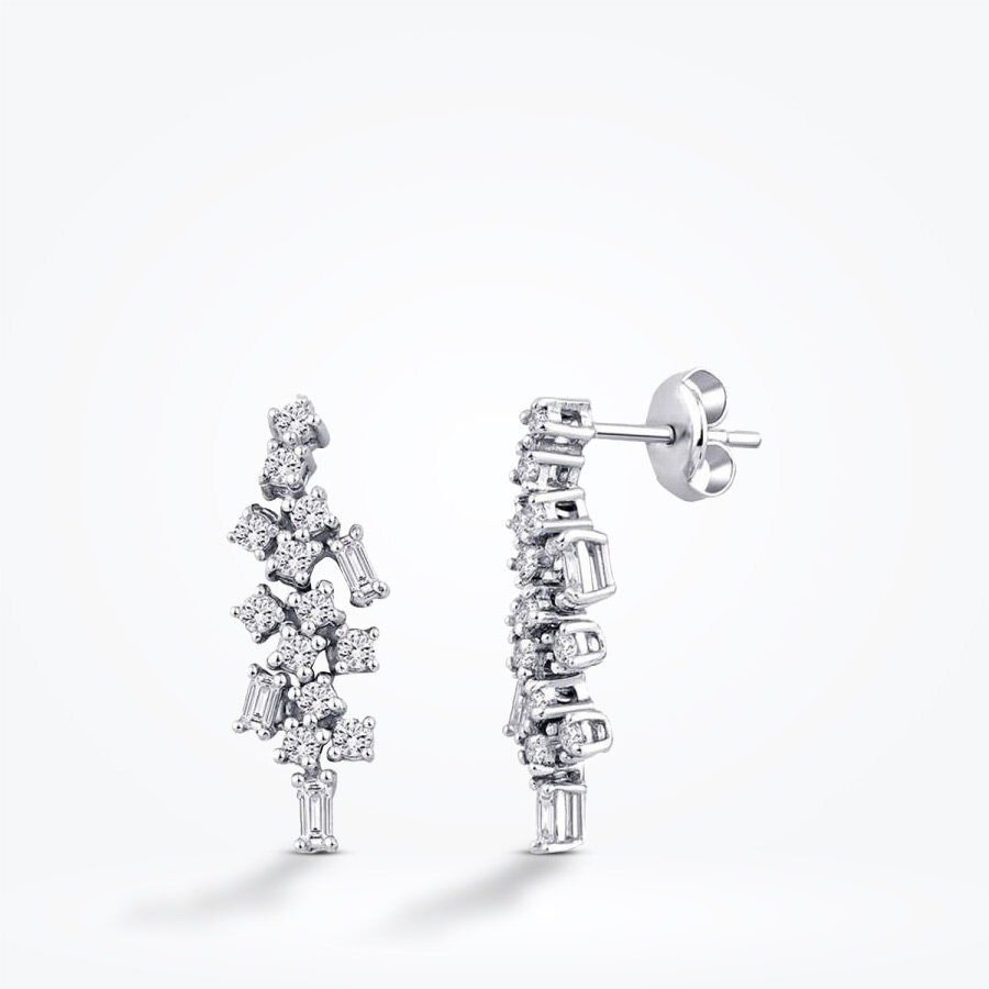 0.32 Karat Pırlanta Baget Trend Küpe - Baroni Diamond