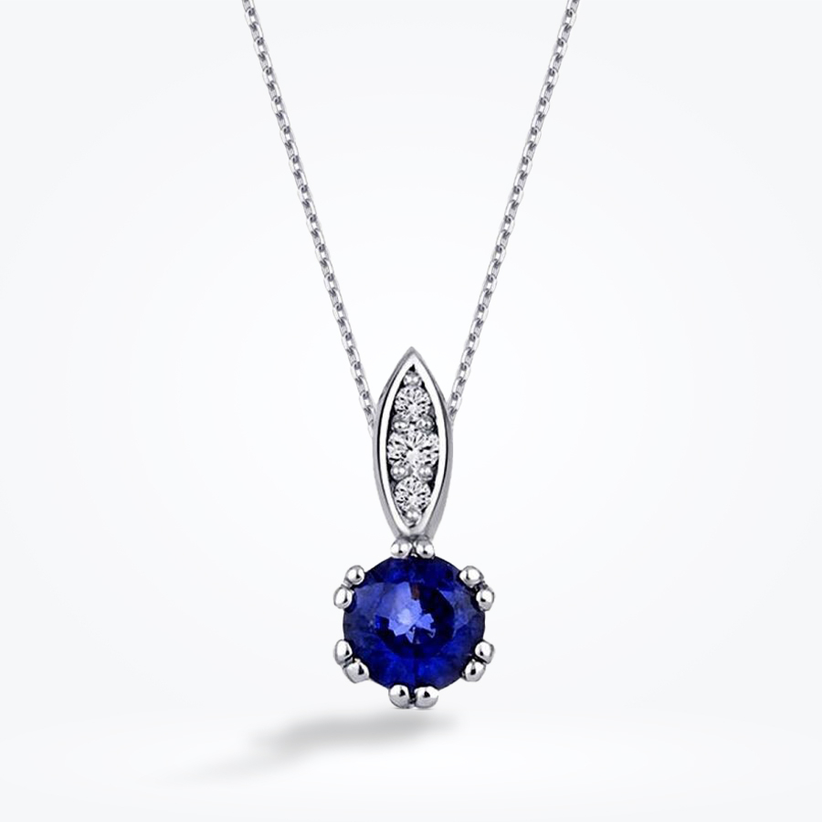 0.32 Karat Pırlanta Safir Kolye - Baroni Diamond