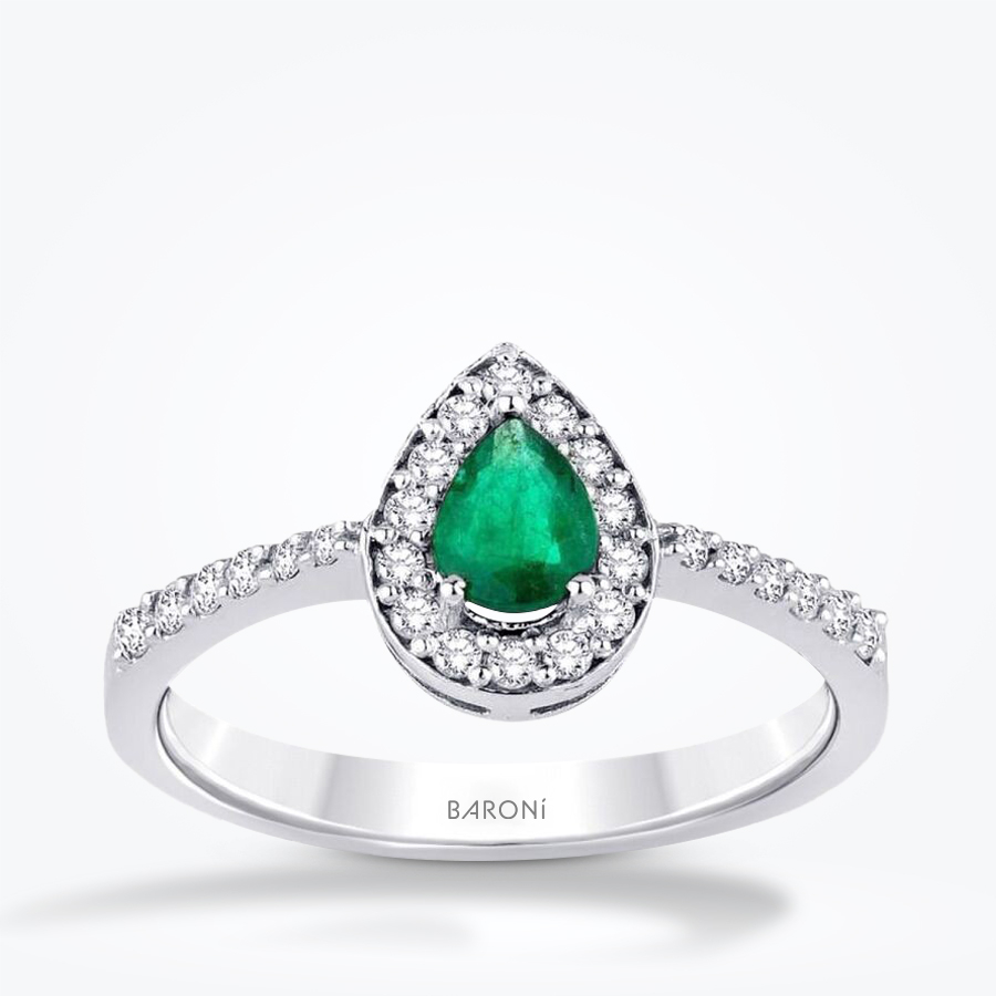 0.32 Karat Pırlanta Zümrüt Yüzük - Baroni Diamond