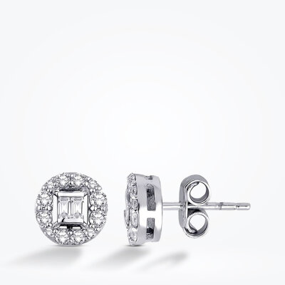 0.33 Karat Pırlanta Baget Küpe - 1