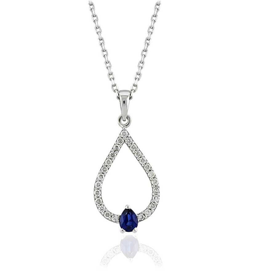 0.33 Karat Pırlanta Safir Kolye