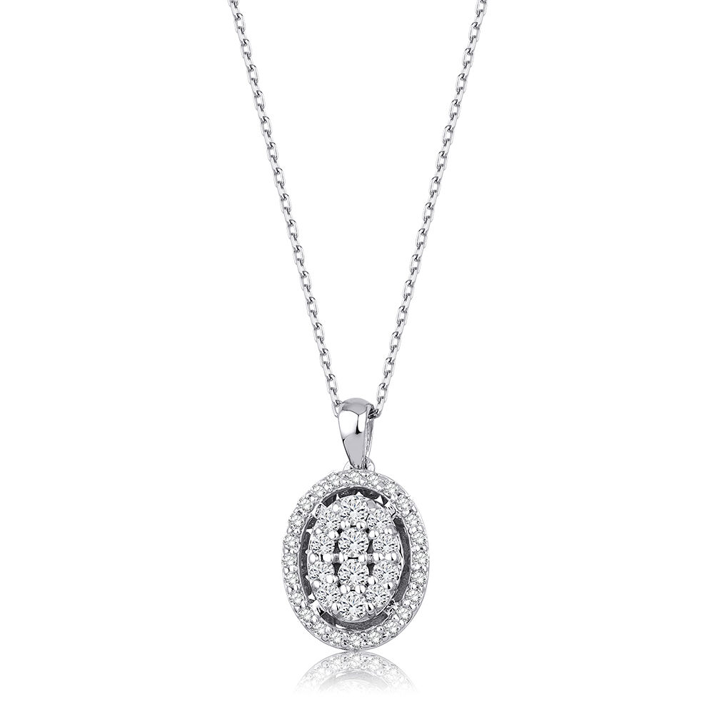 0.33 Karat Pırlanta Taşlı Oval Kolye