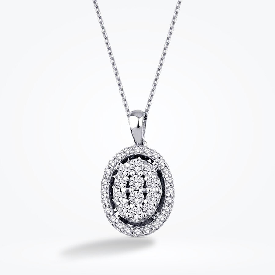 0.33 Karat Pırlanta Taşlı Oval Kolye