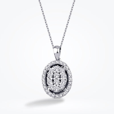 0.33 Karat Pırlanta Taşlı Oval Kolye - 1