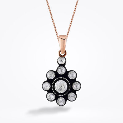 0.34 Karat Elmas Gül Kolye - 1