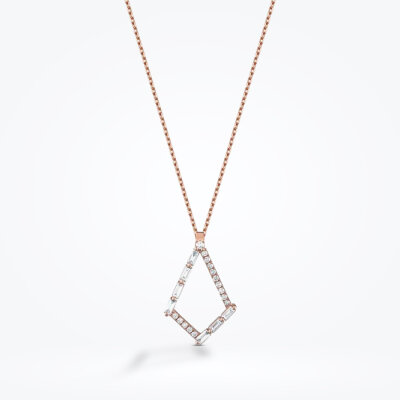 0.34 Karat Pırlanta Baget Kolye - Baroni Diamond (1)