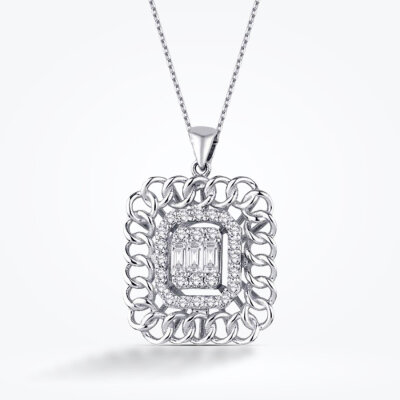 0.34 Karat Pırlanta Baget Kolye - 1