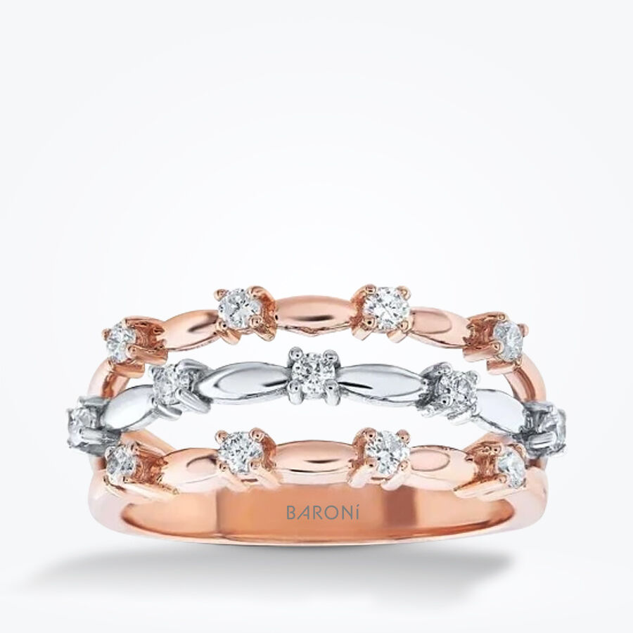 0.34 Karat Pırlanta Sıralı Trend Yüzük - Baroni Diamond