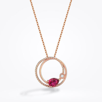 0.34 Karat Pırlanta Yakut Kolye - Baroni Diamond (1)