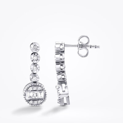 0.32 Karat Pırlanta Baget Küpe 