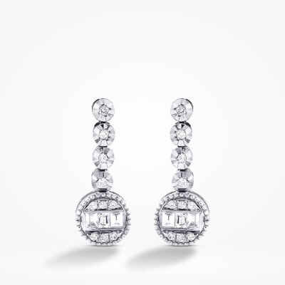 0.32 Karat Pırlanta Baget Küpe - 2